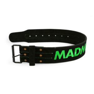 Fitness opasok kožený s karabínou MadMax Suede Prong MFB301 čierno-zelená – S ODHADOVANÁ CENA: 34.9 EUR (€)