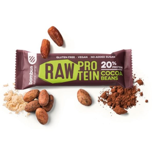 BOMBUS Raw protein bar 50 g kakaové bôby odhadovaná cena: 1.2 EUR