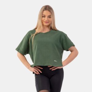 NEBBIA Dámske tričko The Minimalist Crop Top Dark Green  M/L odhadovaná cena: 45.95 EUR