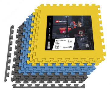 Ochranná podložka puzzle 1cm – 9 ks šedo/modro/žlta ODHADOVANÁ CENA: 29.00 EUR