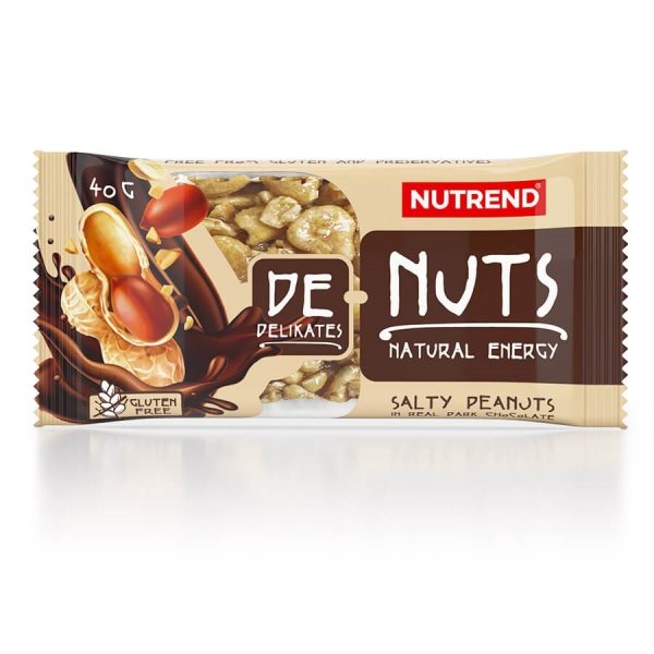 Tyčinka Nutrend DeNuts 40g slané arašidy v horkej čokoláde odhadovaná cena: 0.8 EUR